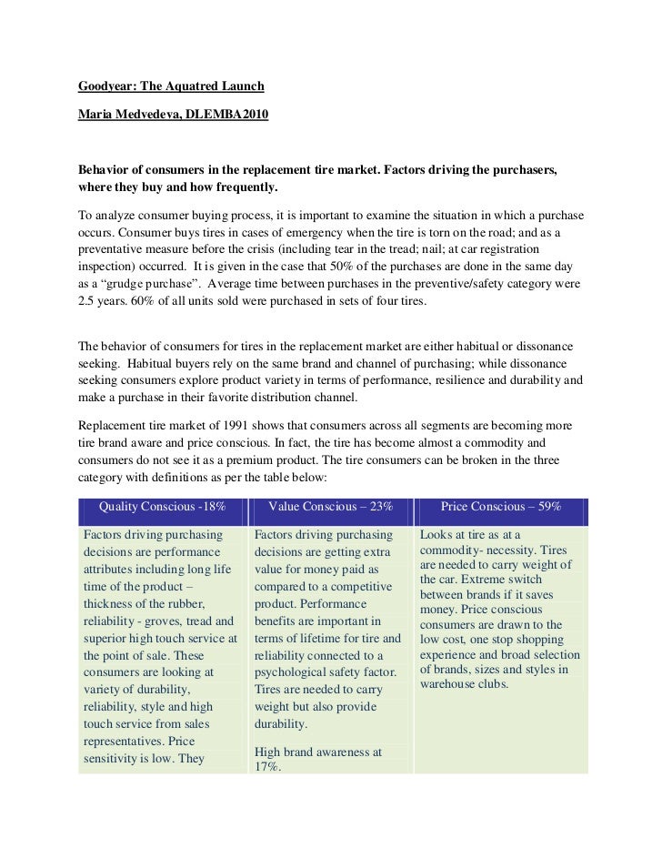 goodyear aquatred case study analysis goodyear aquatred case study analysis